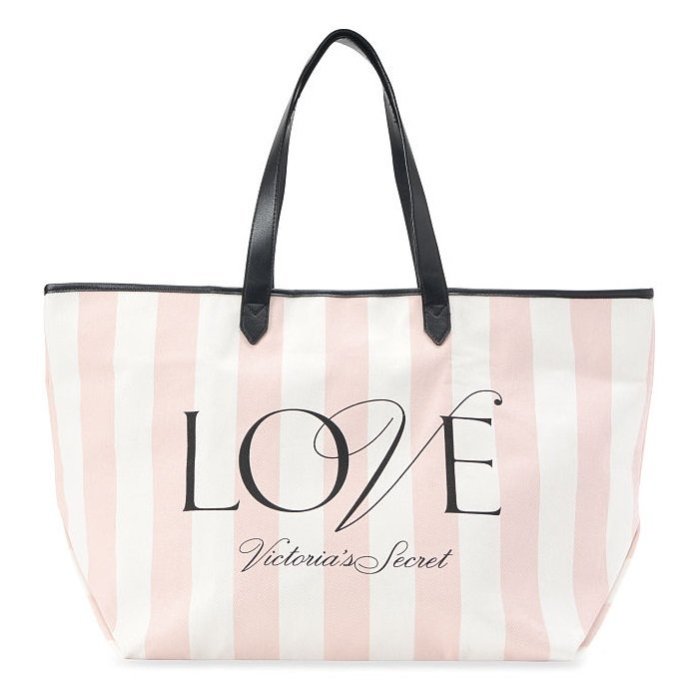 【菲菲美國舖】甜美條文。現貨~* Victoria's Secret *~Love❤手提肩背兩用帆布托特包/健身包