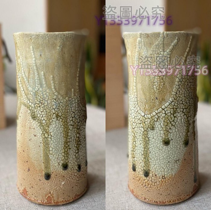 日本淘常滑燒作家鯉江敏弘柱形花瓶日式花道具未使用全新全品原包裝發 