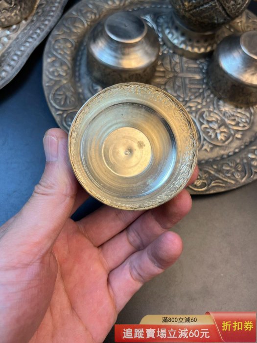 中亞風格手工雕刻手工鏨刻巴基斯坦特色復古風銅鍍銀壺銅茶壺古玩收藏老