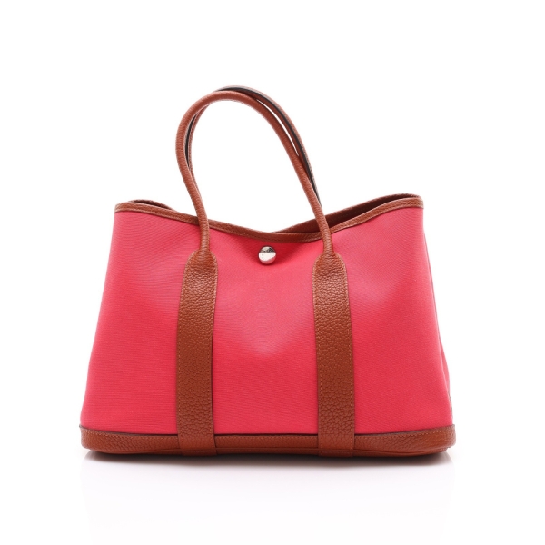 HERMES 愛馬仕 Garden Party 30 手提包 杜鵑粉色 Toile H帆布 Negonda牛皮 U刻 【二手名牌BRAND OFF】