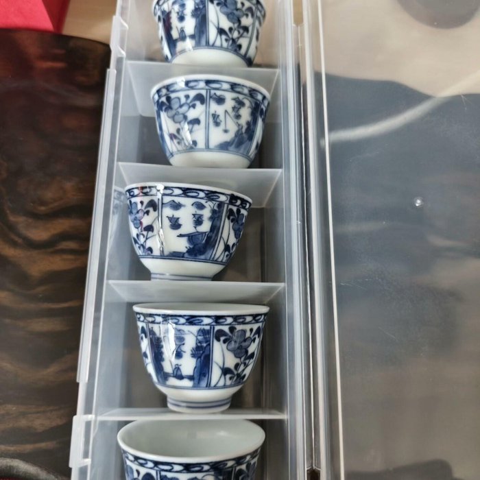 嚴選日本美風窯青花染付茶杯，五只裝口徑6厘米、高約4.5厘米，適合收藏