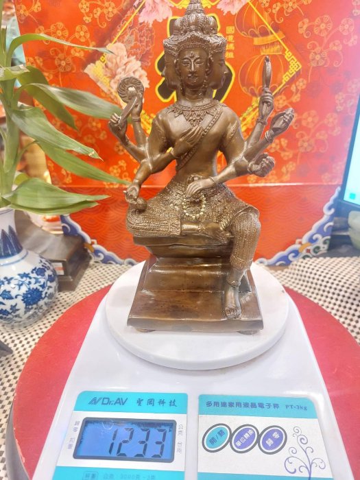 中國古董，古佛像，古銅製。 大瑞古玩~早期老物件藏品古銅雕件泰國四面佛佛像銅像座像端莊肅穆慈祥