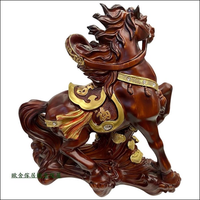 馬擺件仿木雕前程如意駿馬馬到成功大型擺飾品千里馬風水生肖吉祥祝賀