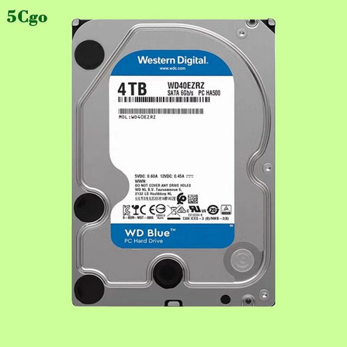 5Cgo【含稅】WD/西部數據WD40EZRZ 4TB 3.5寸桌上型電腦監控CMR/PMR垂直