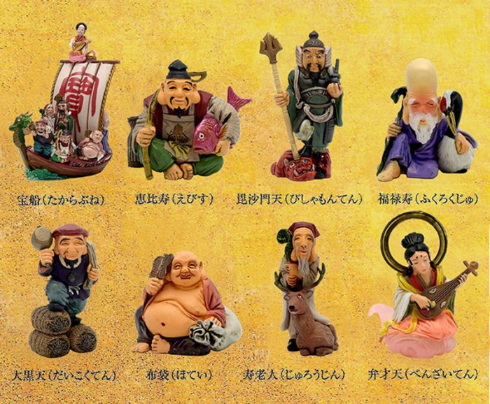 時代提物 彩色七福神根付 天然素材 在銘【桃仙人・寿老人】高約3.9cm重38g KAIYODO 海洋堂TAKARA【福神根付、七福神、寶船、惠比壽、福祿壽、壽