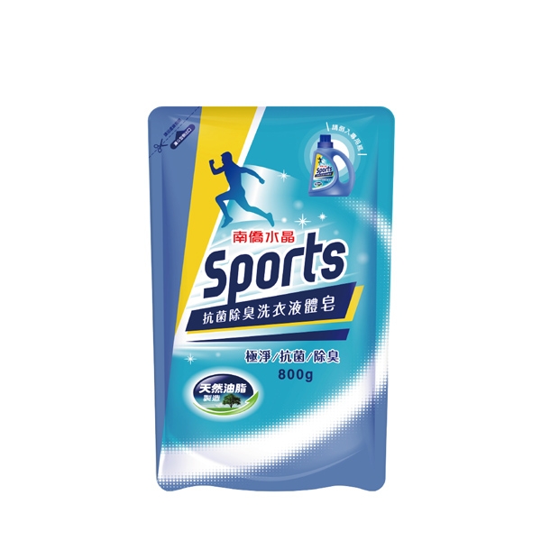 南僑水晶Sports抗菌除臭洗衣精補充包800gx8包
