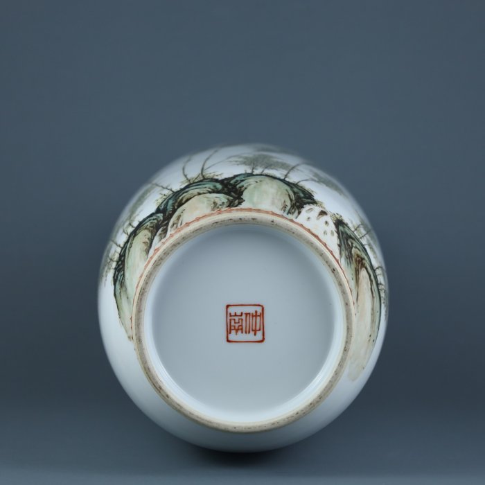 悅年堂--- 民國珠山八友徐仲南粉彩竹鳥紋捲口瓶ㄧ對| Yahoo拍賣