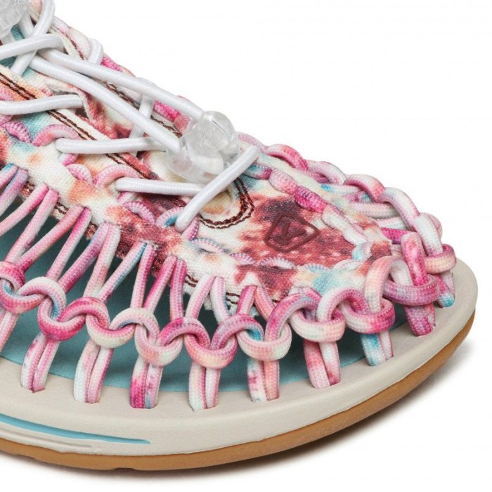 =CodE= KEEN UNEEK SANDALS 編織彈性綁繩涼鞋(白彩虹)1026233 粉紅渲染 膠底 拖鞋 女 | Yahoo拍賣