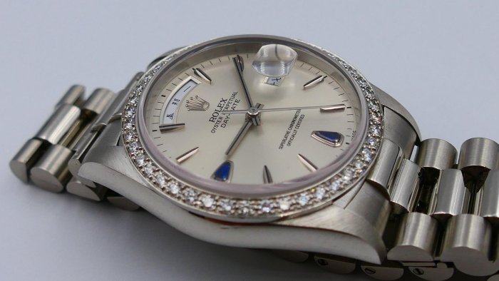 【美好時光】收藏近新品盒單全!勞力士ROLEX頂級鉑金款18346搭配罕見藍寶石淚滴鑽!( 18239 118239參考)