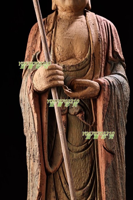 068A00珍品舊藏下鄉古寺院道觀收老樟木雕刻彩繪佛像一尊雕工精湛造像精