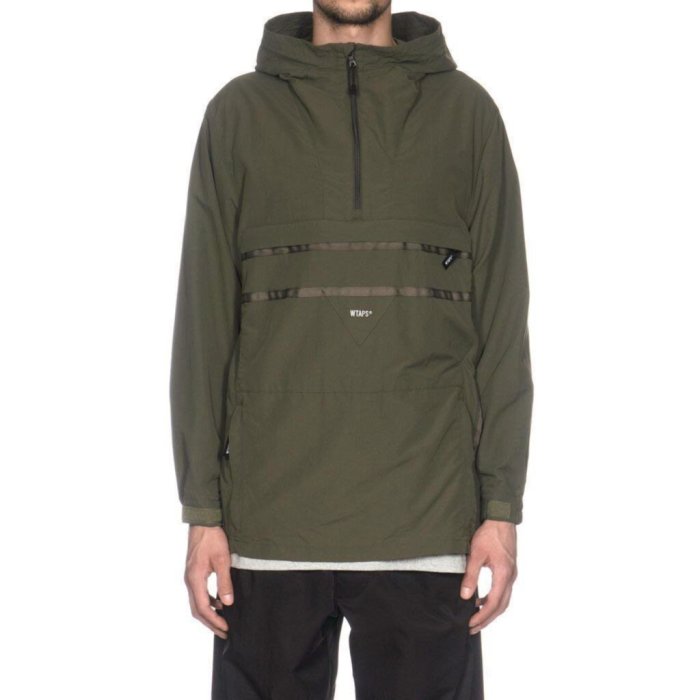 Wtaps design 18 AW SBS JACKET NYLON TUSSAH 綠色連帽衝鋒衣| Yahoo拍賣
