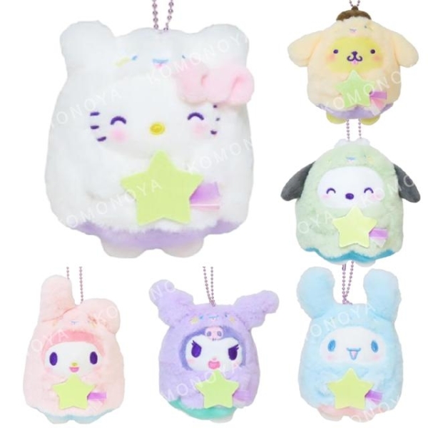 小禮堂 Sanrio 三麗鷗 絨毛玩偶吊飾 (幽靈星星款) Kitty 美樂蒂 酷洛米 大耳狗