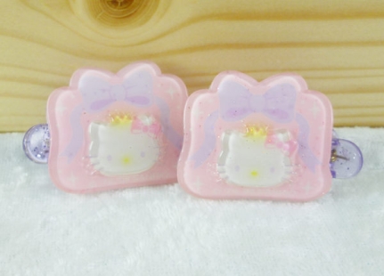 【震撼精品百貨】Hello Kitty 凱蒂貓~髮夾 蝴蝶結(粉)/戴眼鏡(粉)/米白/粉【共4款】