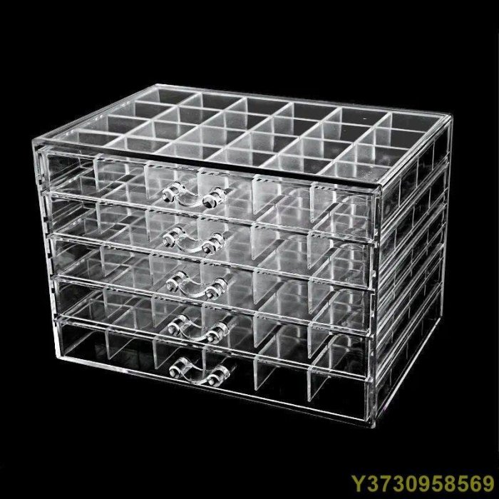 現貨 ??120格5層分格飾品盒美甲飾品收納盒大容量透明亞克力壓克力抽屜式飾品盒首飾盒可拆卸桌面整理盒單層單格美甲工具箱