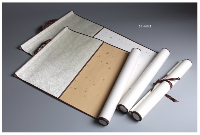 禾洛書屋】空白卷軸/掛軸〈無邊四尺四開/畫心32×68cm〉全绫精装裱(三色