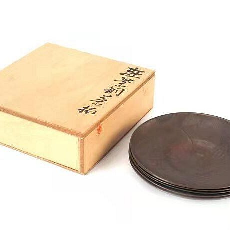 希少 新潟金工家 原惣右衛門 晴雲 斑紫銅茶托 5客 茶道具 朱鷺 原晴雲