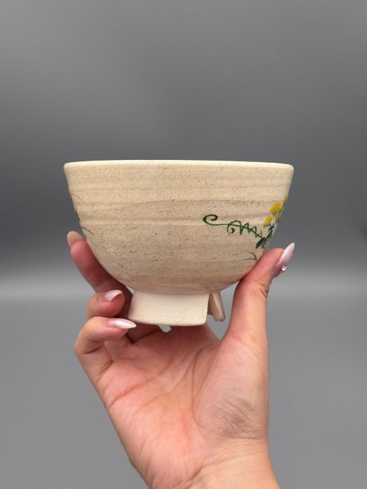 碗NO.290【日本香陶園·秋草紋抹茶碗】手繪古雅原箱老件茶席藏級美器
