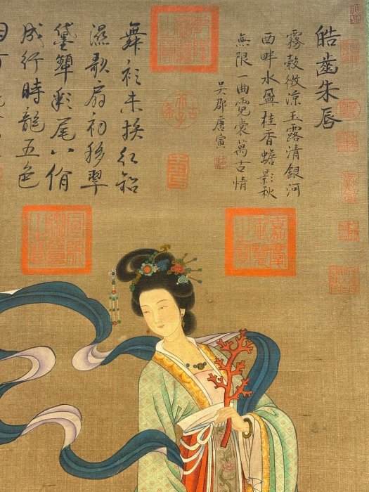 唐寅手繪絲絹《仕女圖》 唐寅明代畫家此畫構圖簡約清朗用筆【十大雜項
