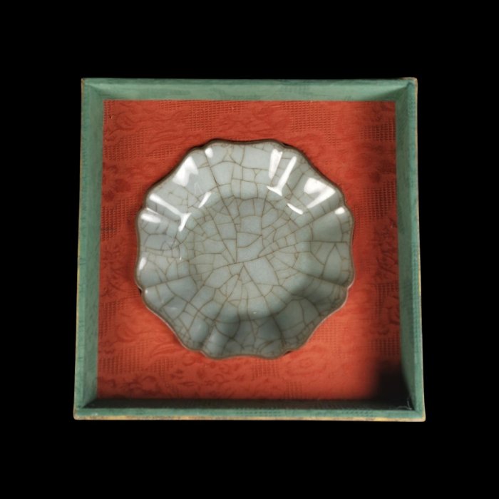 旧家蔵出『宋 汝窯文房葵口筆洗 共箱』陶芸 中国陶瓷器