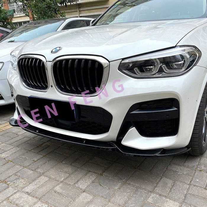 涔峰ＣＦ☆(亮黑 BE)BMW X3 X4 G01 G02 前期 MT保桿用 前下巴 MP 前下 前唇 定風翼 空力套件