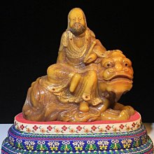 壽山石田黃名家元珠滿工伏獸羅漢擺件10.5 A847尺寸：133mm127 舊藏收藏