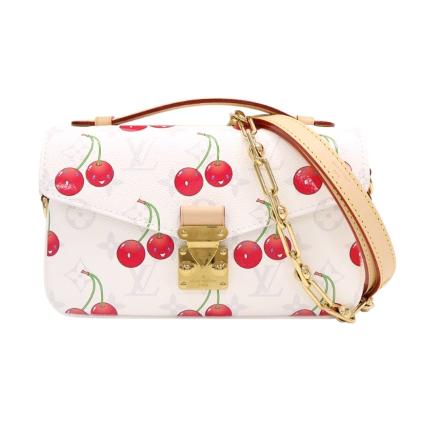 LOUIS VUITTON LV 路易威登 白色 原花帆布 Pochette Metis East West 兩用包 村上隆 【二手名牌BRAND OFF】