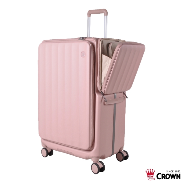 CROWN皇冠】買一送二贈品29吋前開WAVE側袋磁吸一鍵式剎車箱日本靜音輪