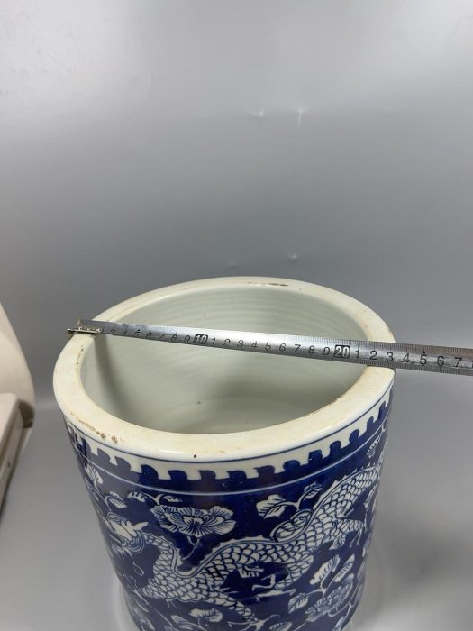 晚清時期青花瓷筆筒嚴選Antique 80年代收藏老物件文房古董筆筒白瓷清代
