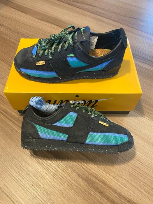 Union x Nike Cortez 黑藍綠 阿甘 經典 休閑滑板鞋 DR1413-001