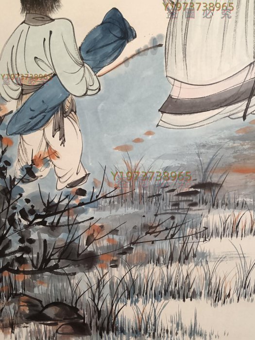 6176 張大千人物圖（純手繪） 立軸畫心尺寸62 X 118 cm 【古董店