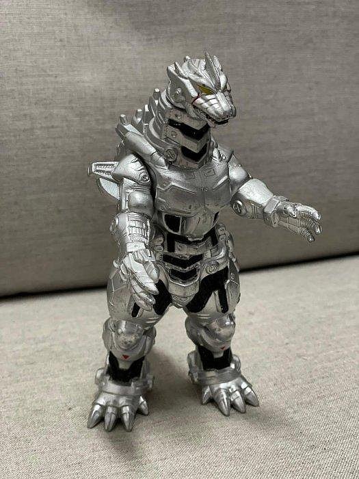 翻轉古物 電影怪獸之王 軟膠 機械哥吉拉 Godzilla 銀色 酷斯拉 樹脂公仔 手腳尾巴可動 模型場景 擺飾 經典 收藏品 百元起標 標多少算多少