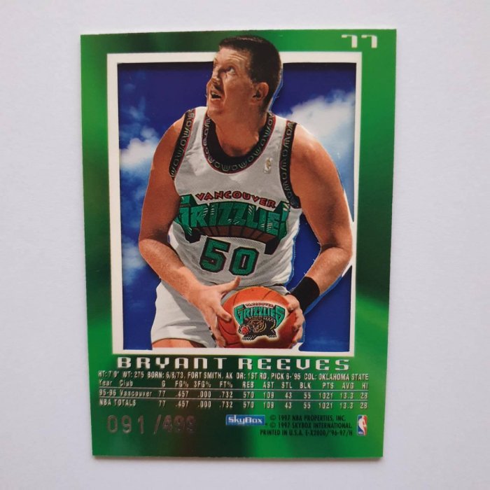 1996-97 Skybox E-X2000 Credentials銀天窗#77 Bryant Reeves布萊恩