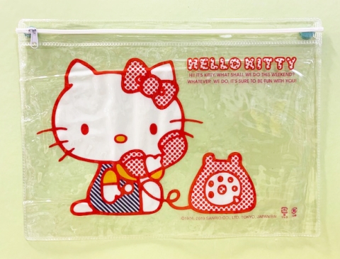 【震撼精品百貨】凱蒂貓 Hello Kitty~日本SANRIO三麗鷗 KITTY 透明拉鍊收納袋/化妝袋-打電話#04500