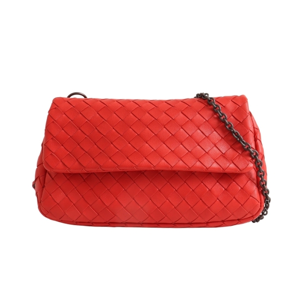 BOTTEGA VENETA BV 寶緹嘉 Veneta 肩背包 紅色 編織羊皮 【二手名牌BRAND OFF】