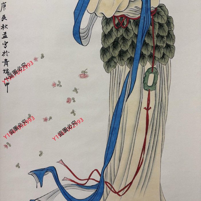 編號YX一305（4幅）四尺防偽證書中堂張大千天女圖材質宣紙裱好尺寸高