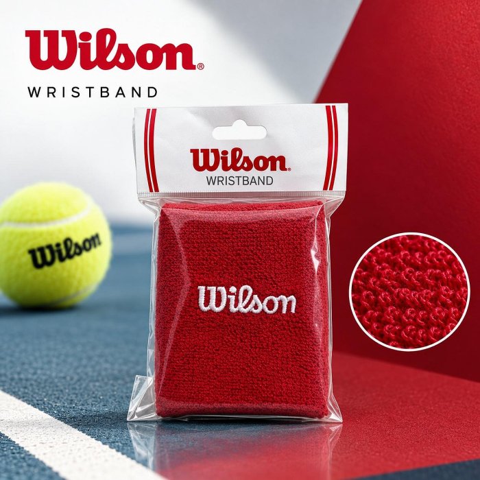 【曼森體育】WILSON Wristband 護腕 2入組 網球 運動護腕 毛巾護腕 吸汗護腕 紅