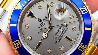 【美好時光】罕見末代灰鑽（會賺）極美品ROLEX勞力士16613SG灰色鑽面Serti Dial