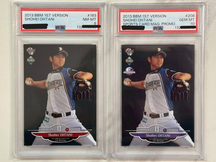 2013 BBM 1st Version+Promo #183 #208 Shohei Ohtani 大谷翔平PSA8+ 
