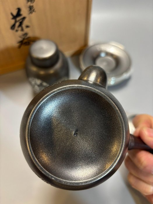 日本中古本錫錫半造大阪浪華錫器錫制茶器組合錫罐錫茶葉罐錫茶入日本錫