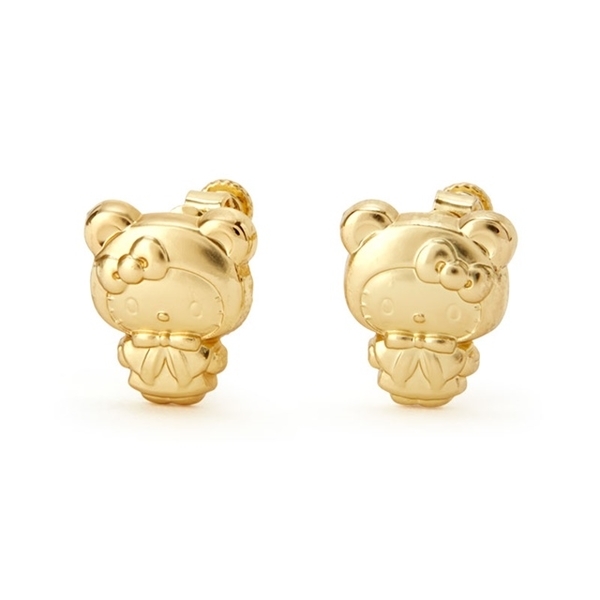【震撼精品百貨】Hello Kitty 凱蒂貓~日本SANRIO三麗鷗 KITTY18k鍍金夾式耳環 (48週年生日)*63849