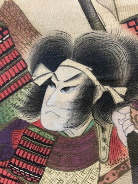 靜花民國時期浮世繪人物畫《武士圖》國畫書法古玩字畫絹本綾裱畫心尺寸