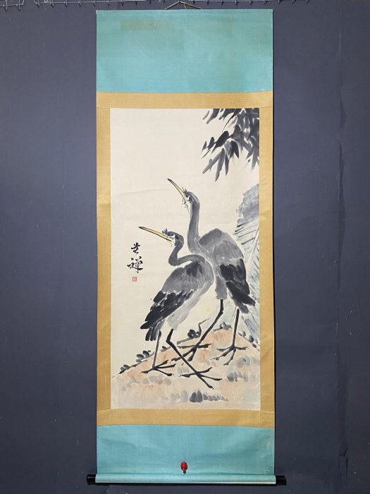 李苦禅 花鳥図 掛け軸　宣紙装裱　中堂 字畫收藏編號:er023 畫家:李苦禪花鳥畫四尺中堂畫純手繪畫畫工精細。1
