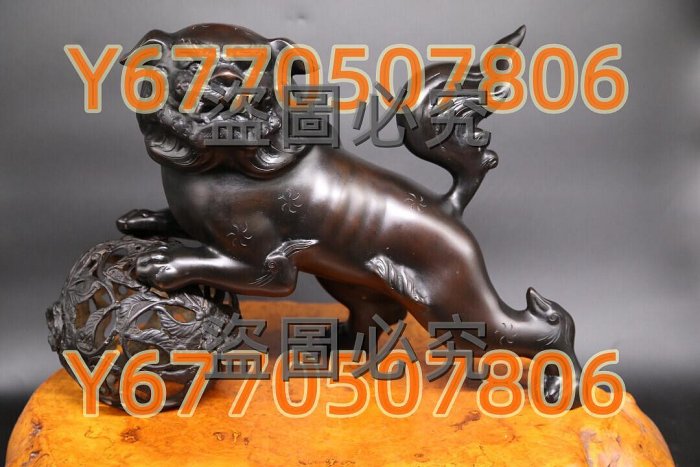 日本古董銅獅子擺件唐獅置物大型鑄銅獅子雕塑日本古美術作品唐銅制《玉