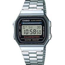 附發票 台灣卡西歐公司貨【時間光廊】CASIO 卡西歐 簡約電子錶 方型 鋼帶 A168WA-1