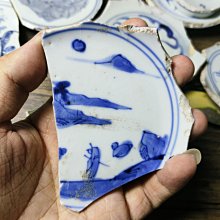 明代晚期青花人物成化款識瓷片標本精品收藏古瓷特色老貨| Yahoo拍賣