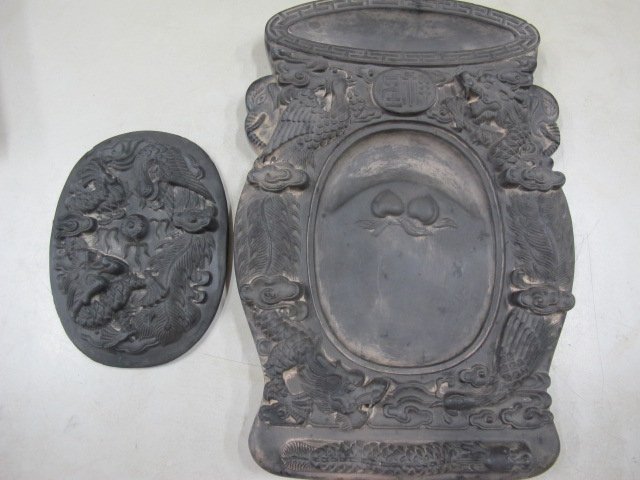 二手舖NO.3888 早期懷舊收藏老硯台石硯台石雕龍硯老味原石文房四寶端硯