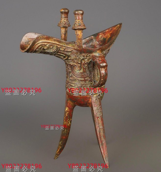 西周_青銅鳳鳥紋爵杯重1500克，長21厘米，高29厘米舊藏收藏古玩【老王