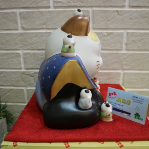 婕的店日本精品~日本帶回~藥師窯~彩絵七福神福助招財猫(7号)(貯金箱