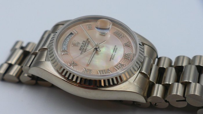 【美好時光】罕見型號勞力士ROLEX 18039白K款Daydate盒單全配特殊面(18038 18238 18239參考)