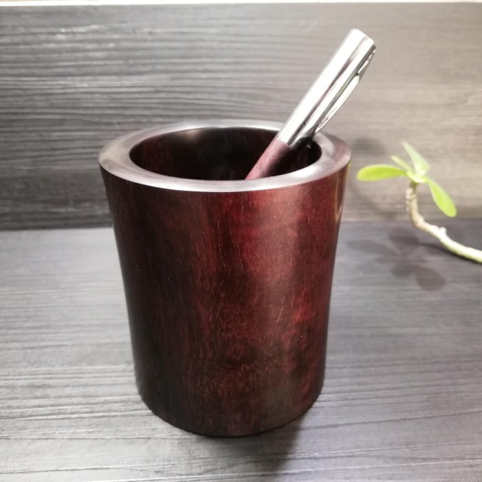 多藝多]印度小葉紫檀野生老料帶金星筆筒約高10圓9cm 收藏價7500